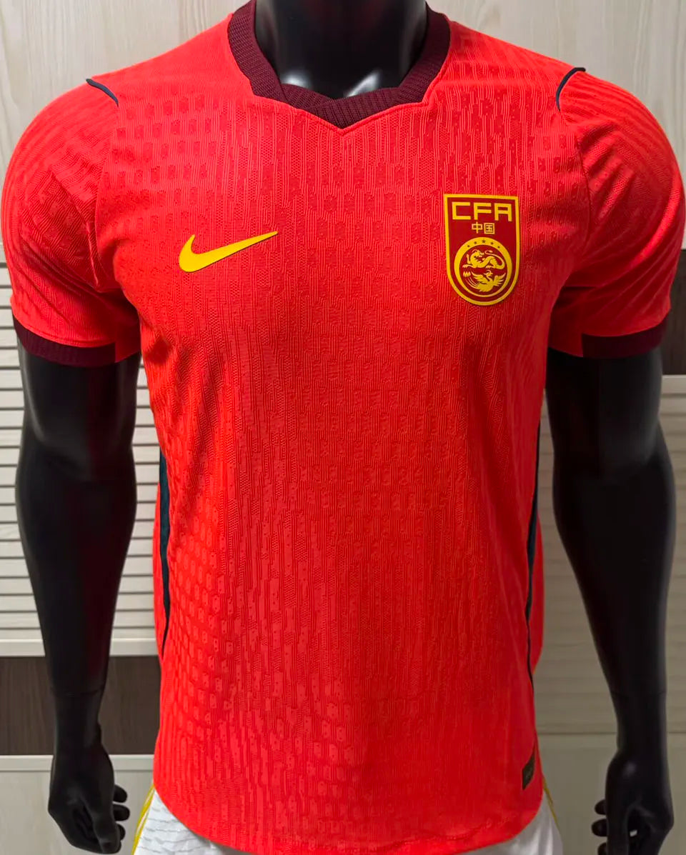 2002 China Home Red Retro Soccer Jersey Detail 4
