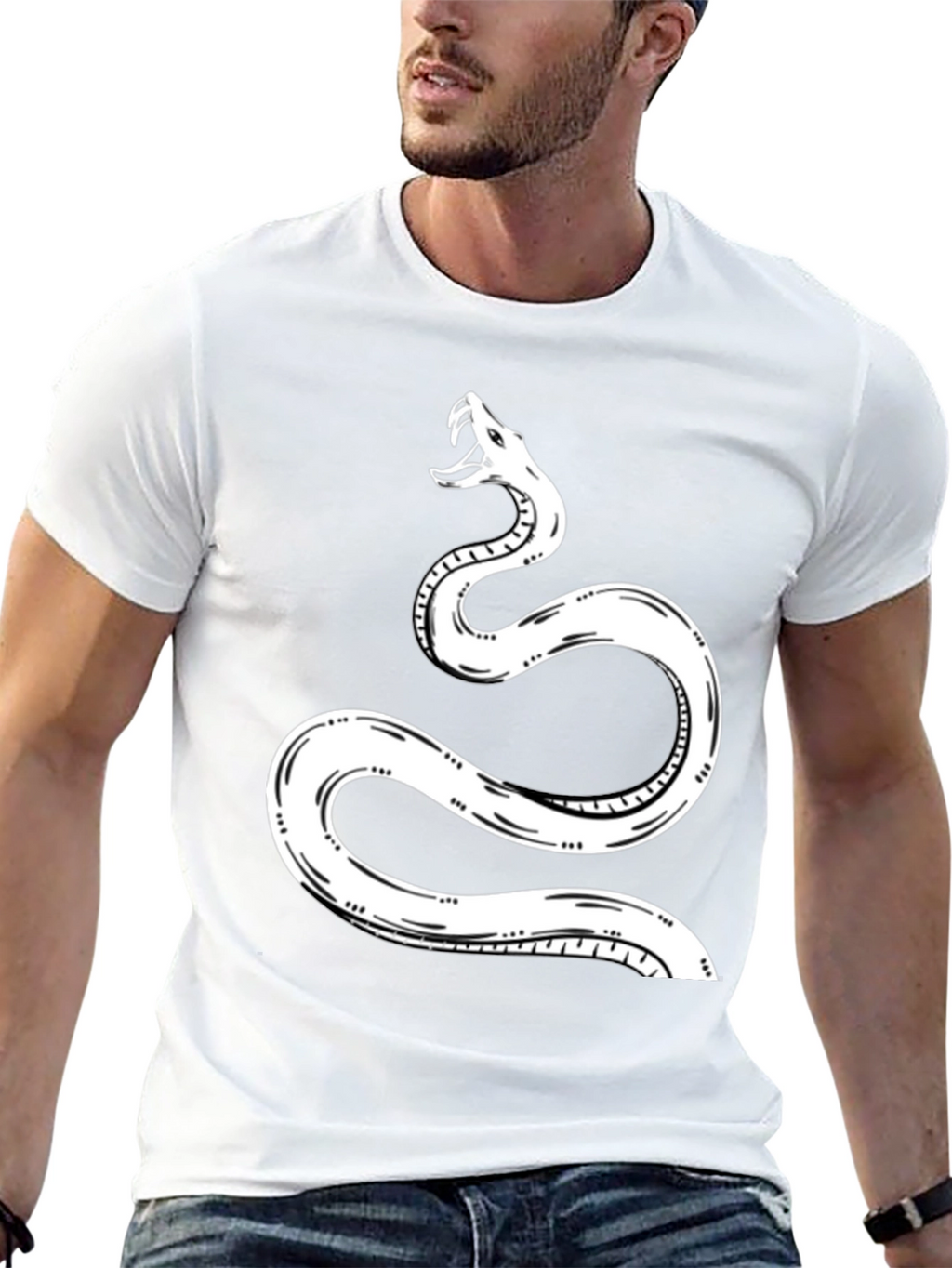 Snake Graphic Tee - Black Cotton T-Shirt