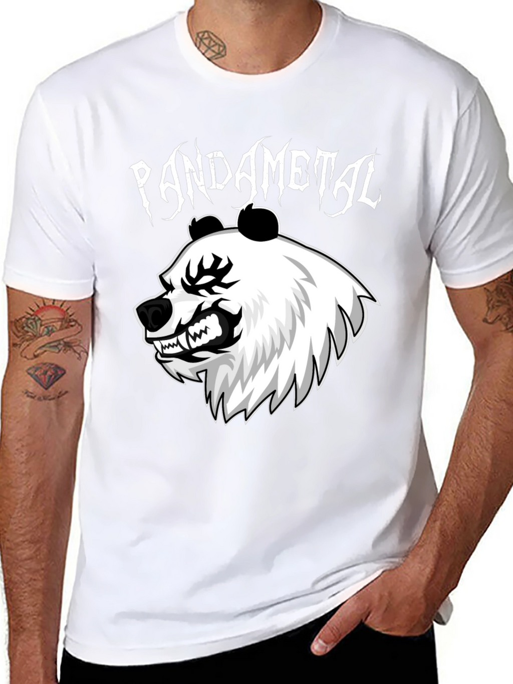 Pandametal Black T-Shirt - Heavy Metal Panda Design