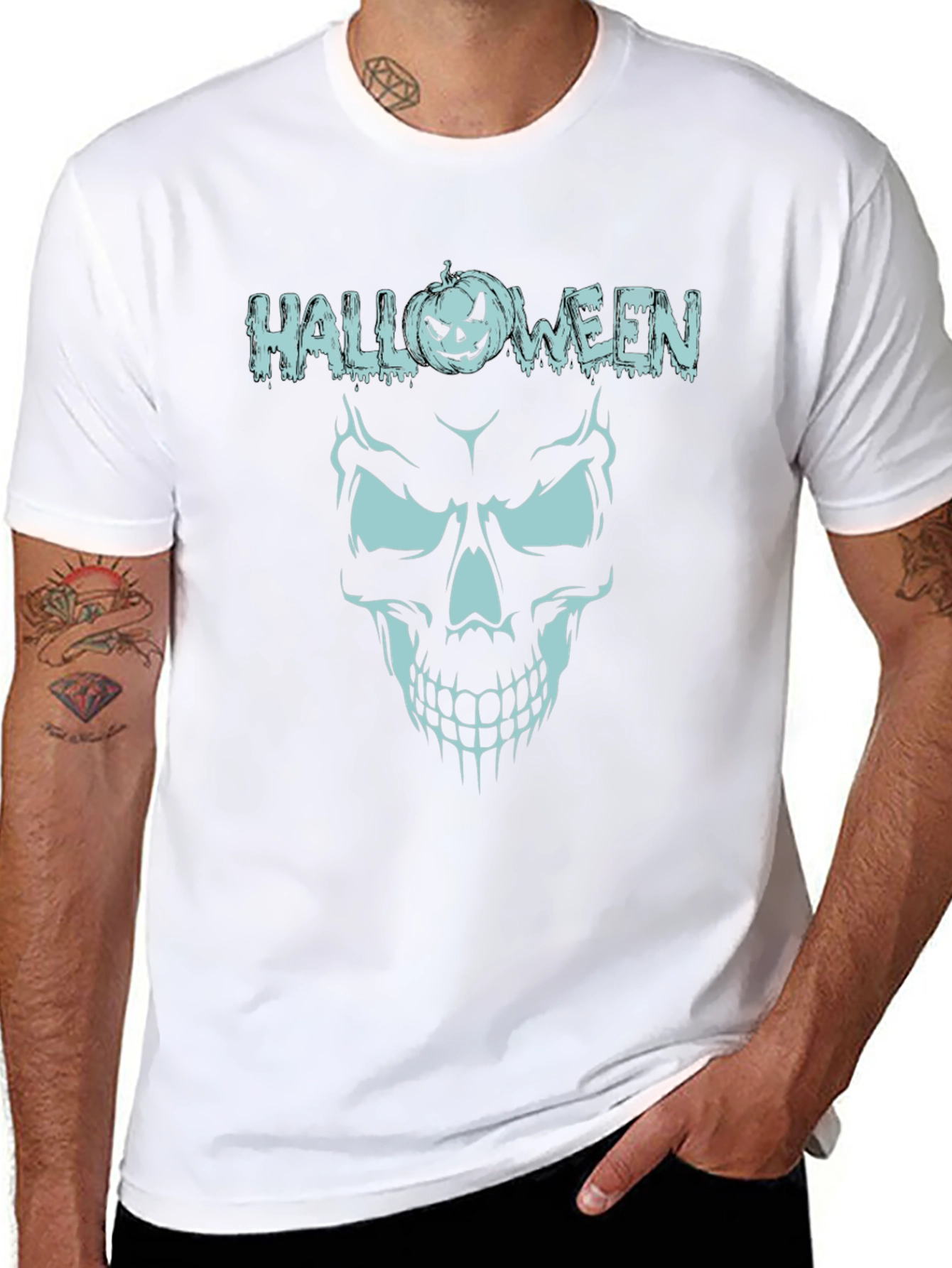 Halloween Skull Graphic Tee - Spooky Season Shirt