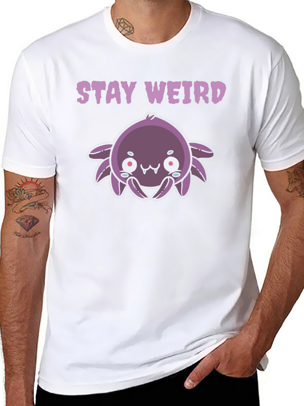 Stay Weird Purple Spider Graphic Tee