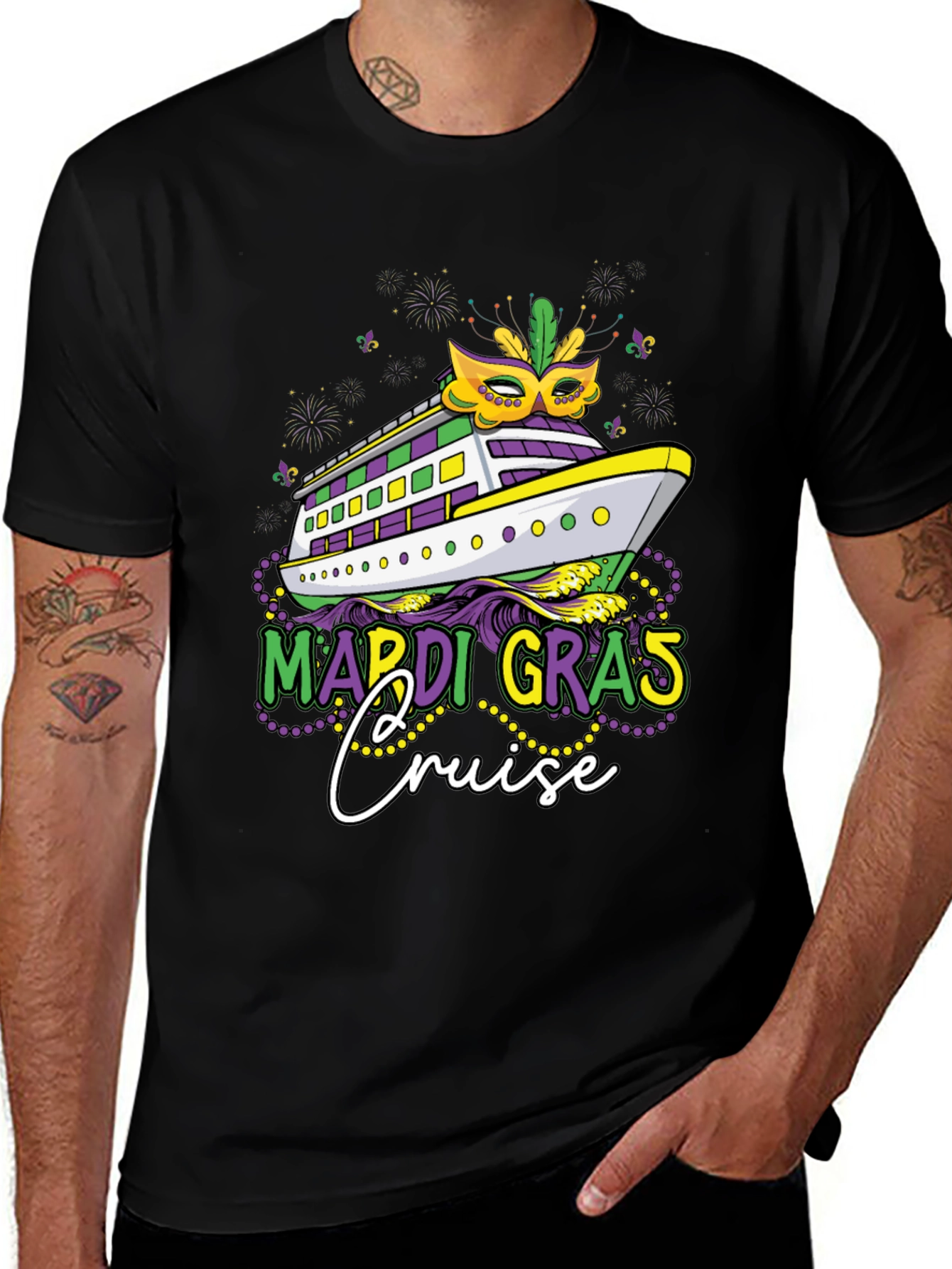 Mardi Gras Cruise T-Shirt - Mens Black Tee