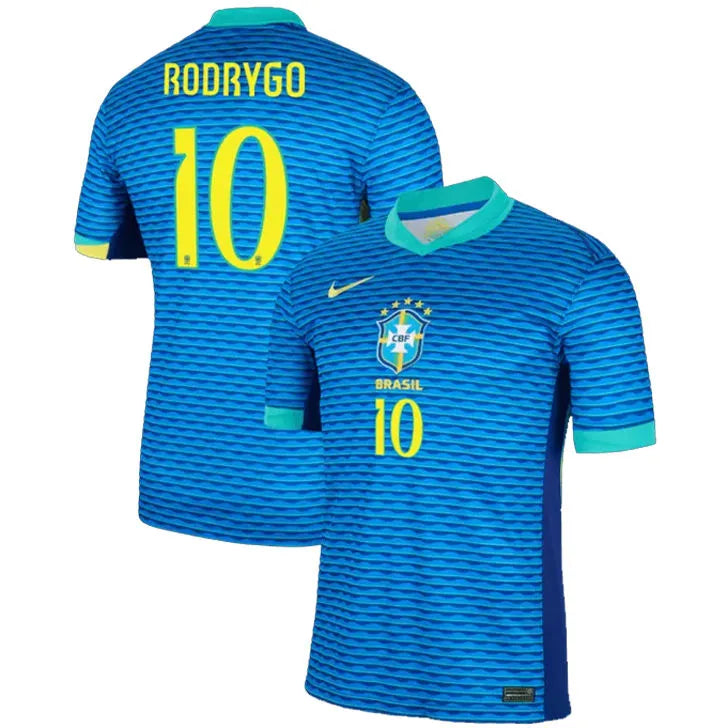 RODRYGO #10 Brazil 1:1 Quality Away Blue Fans Jersey 2024/25 ★★ Front