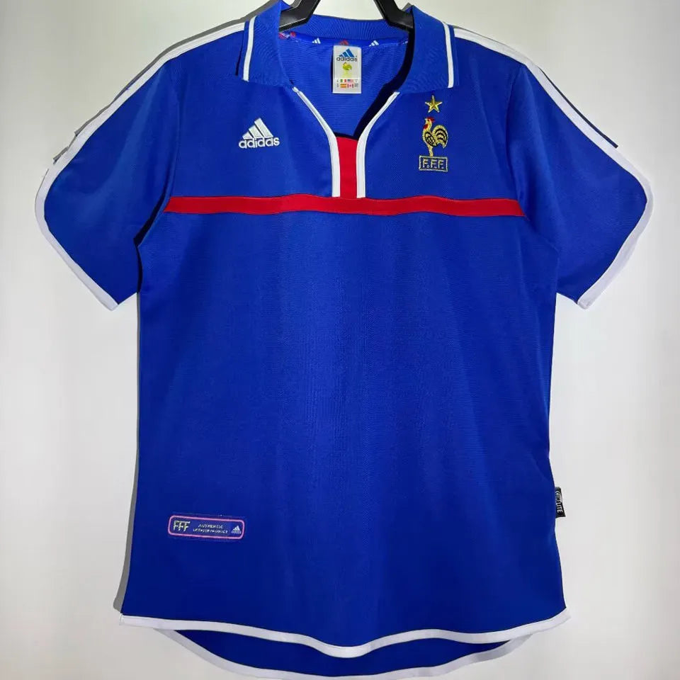 2000 France Home Blue Retro Soccer Jersey Front