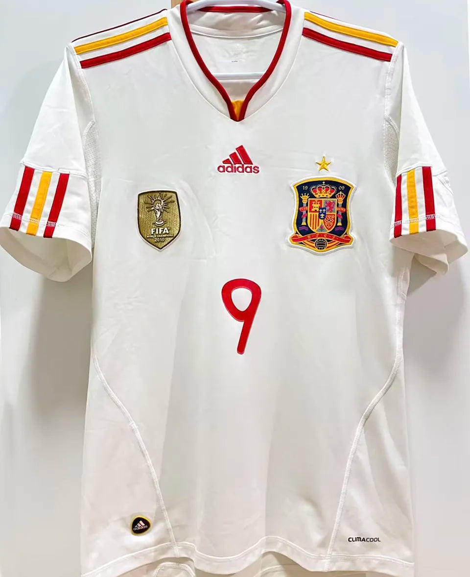 TORRES #9 Spain Away White Retro Soccer Jersey 2011/12 （Have 2010 World Cup Champion Patch 带胸前2010世界杯冠军章)★★ Back