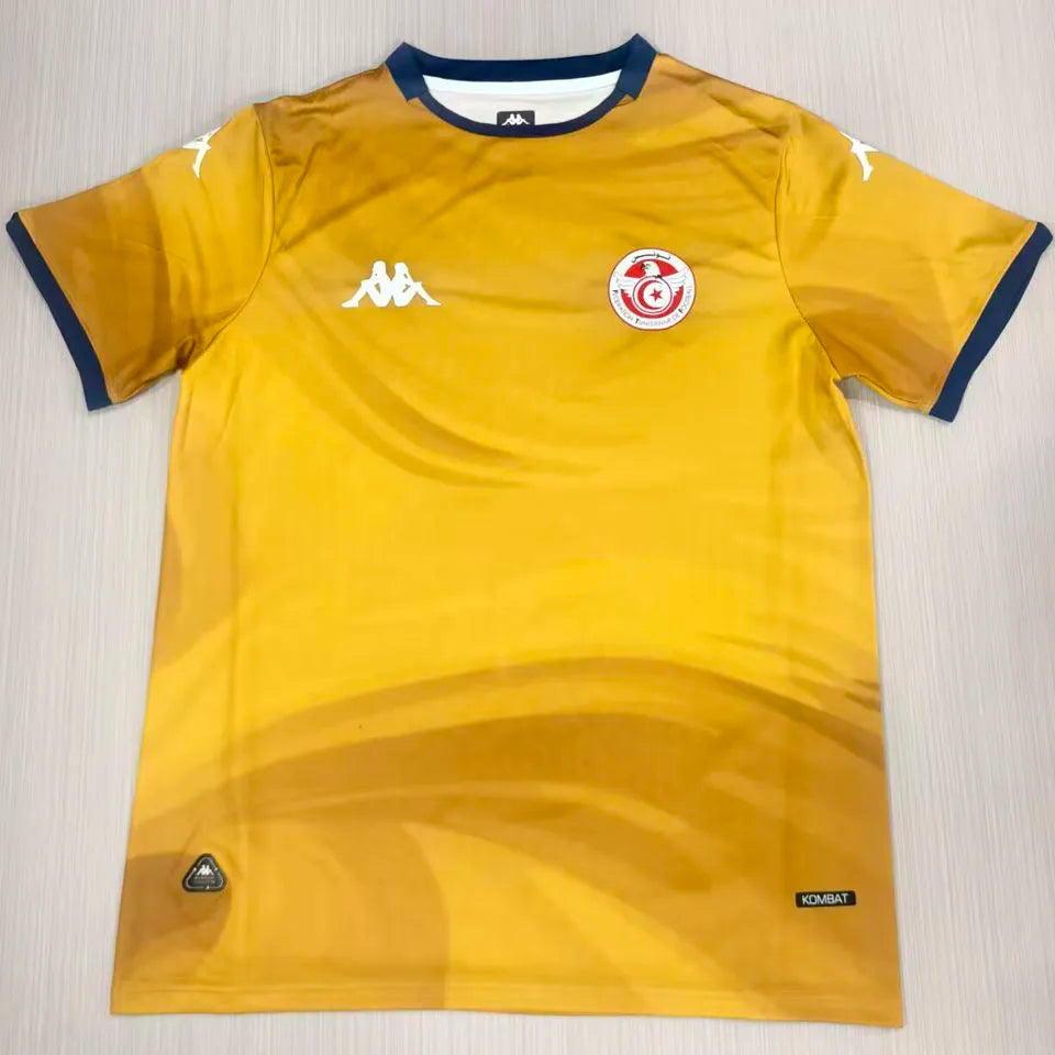 2026/27 Tunisia Third Gold Fans Soccer Jersey (Have Right Patch 有右臂章 黑底白字） Back