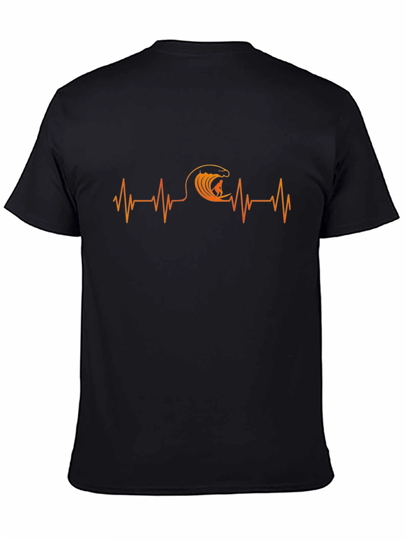 Surfing Heartbeat T-Shirt - Black Cotton Tee
