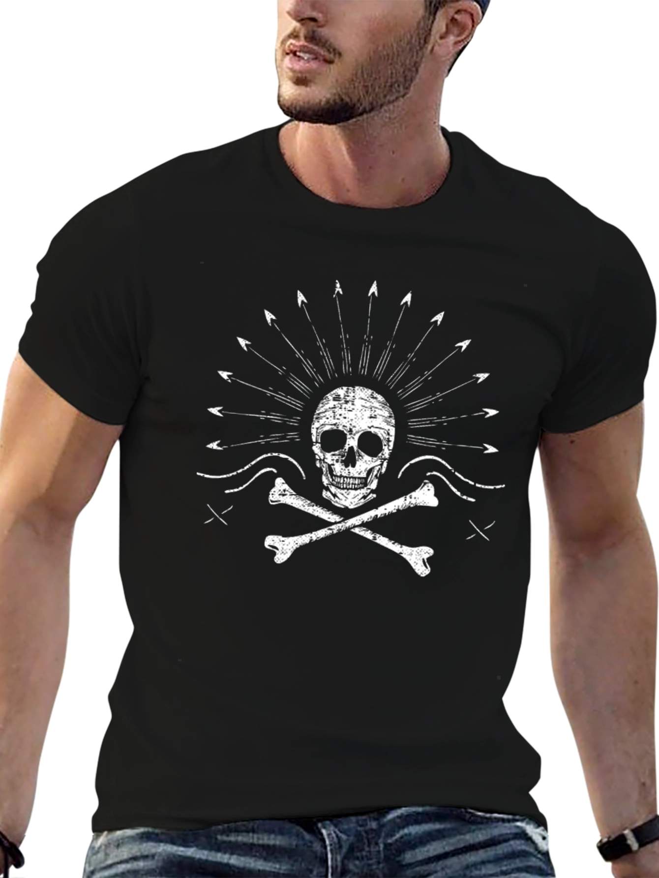 Skull & Crossbones Graphic Tee - Bold Black Shirt