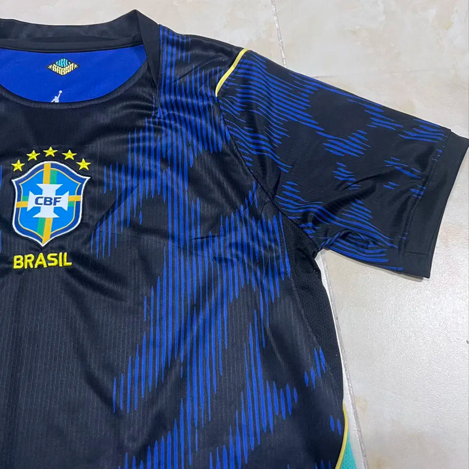 2026/27 Brazil 1:1 Quality Away Blue Fans Soccer Jersey (Have Right Patch 有右臂章 白底金字） Detail 4