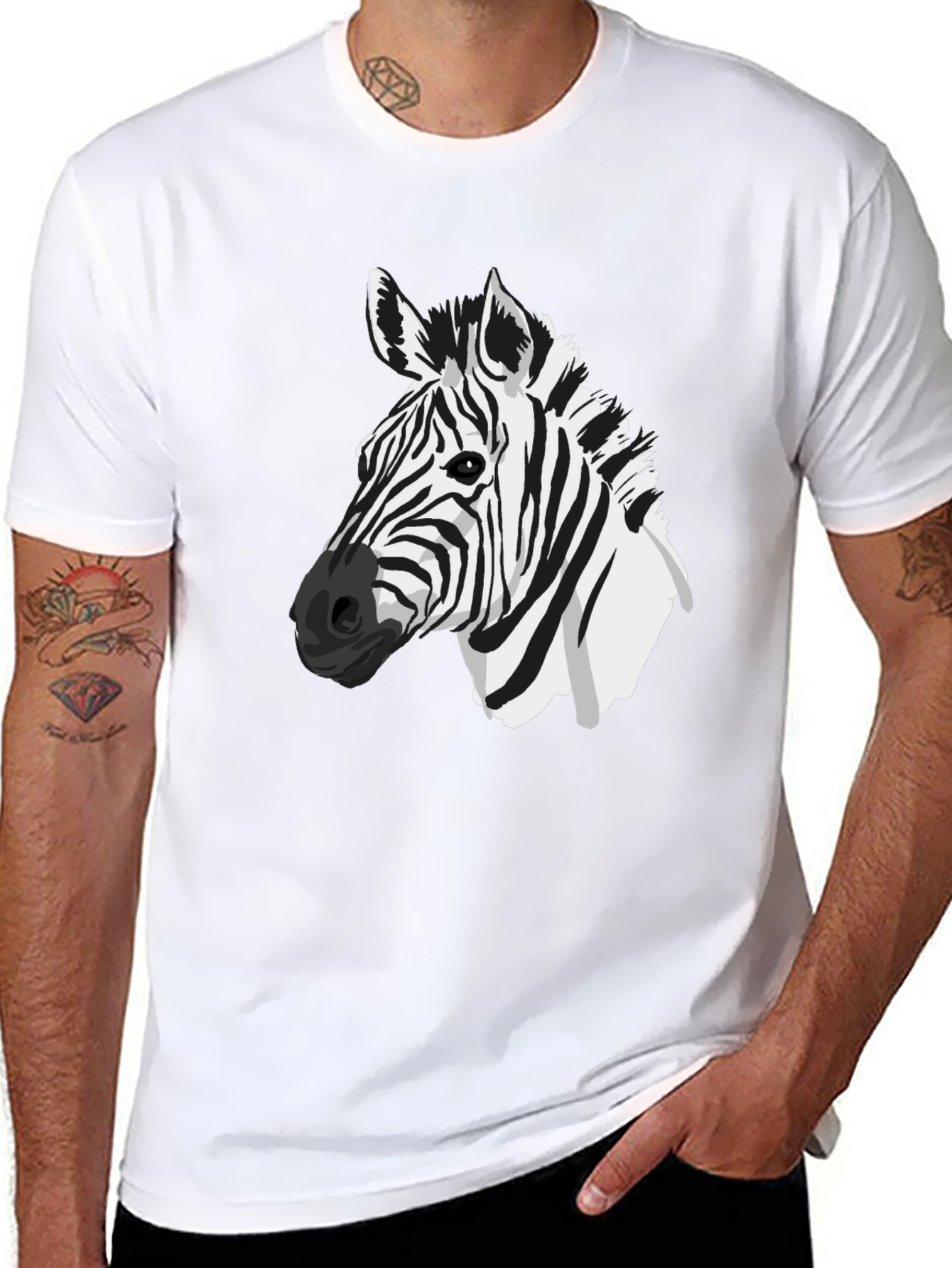 Zebra Graphic Tee - Black Cotton Animal Print Shirt
