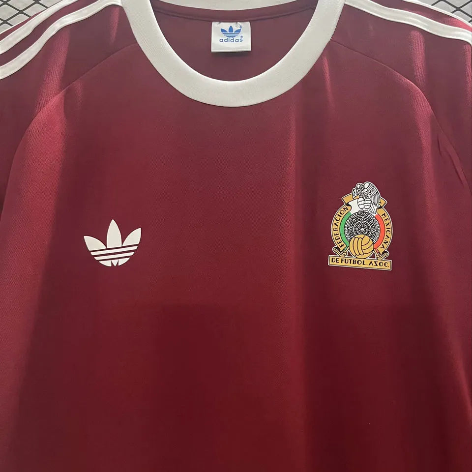 1985 Mexico Pink Retro Style Jersey (Have AD 带胸前广告) Detail 2
