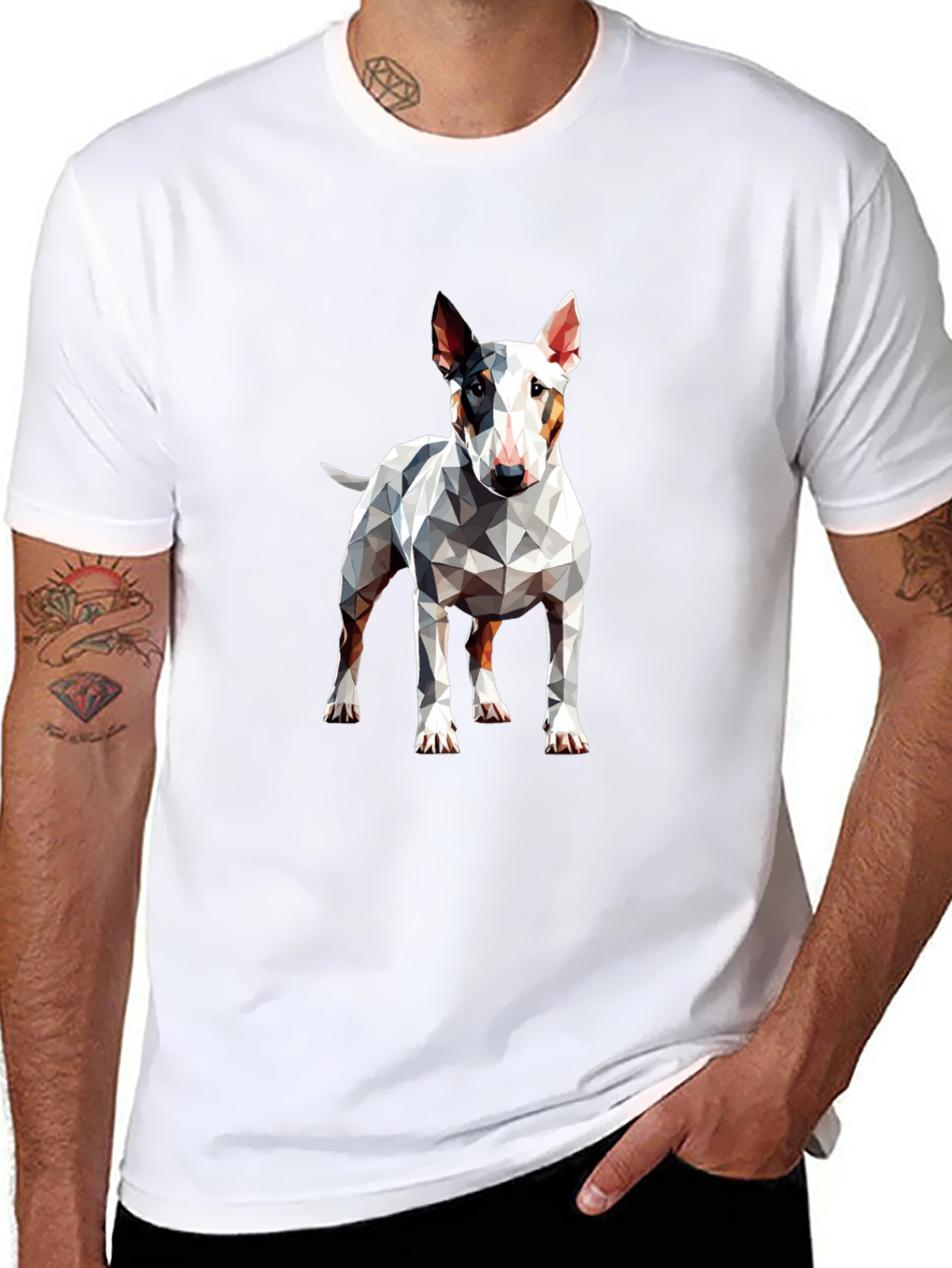 Geometric Bull Terrier Graphic Tee - Mens Black T-Shirt