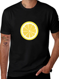 Lemon Slice Graphic Tee - Black Cotton T-Shirt