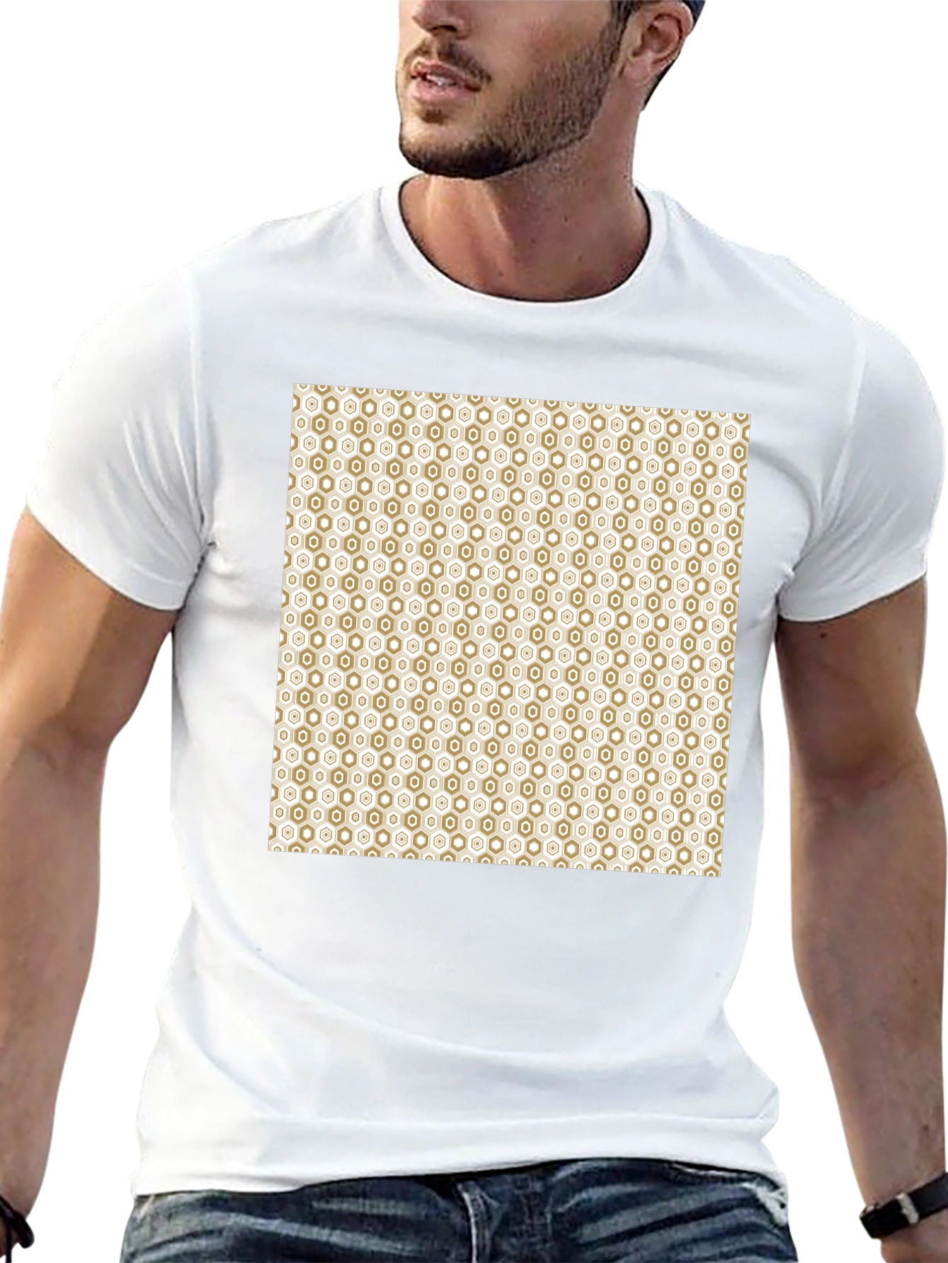 Geometric Pattern Black Cotton Tee