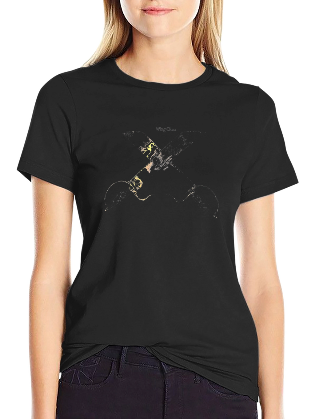 Abstract Graphic Print Black Tee