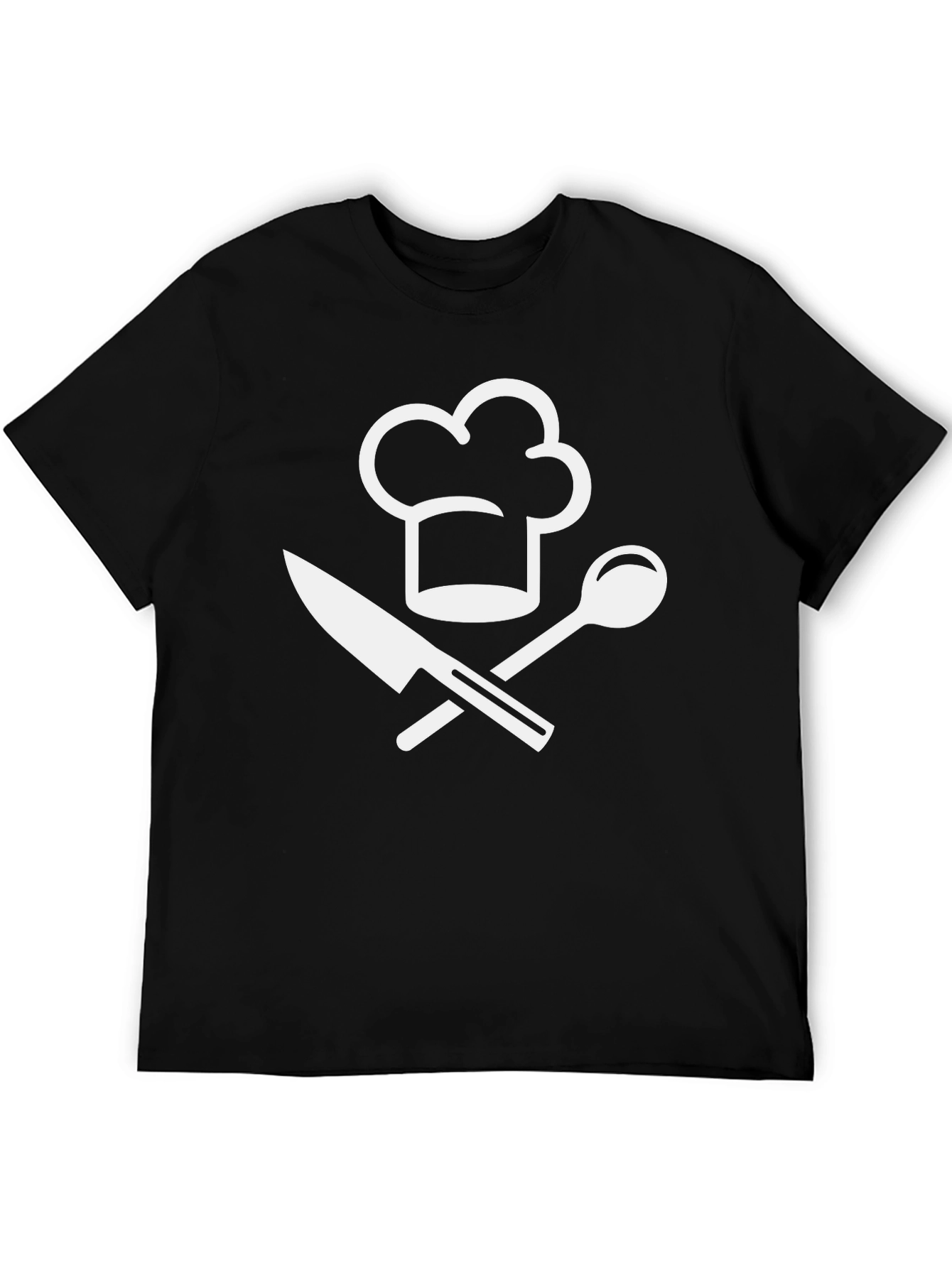 Chefs Hat & Utensils Graphic Tee - Black Cotton
