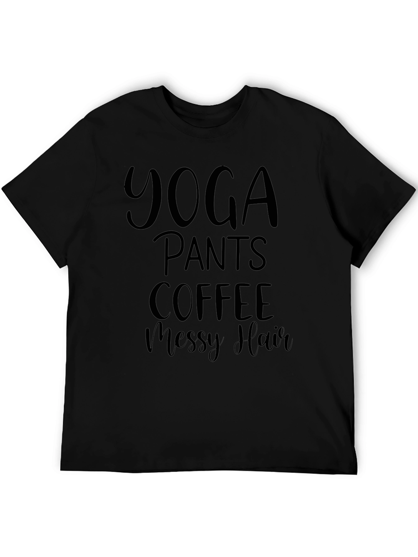 Yoga Pants Coffee Messy Hair Tee