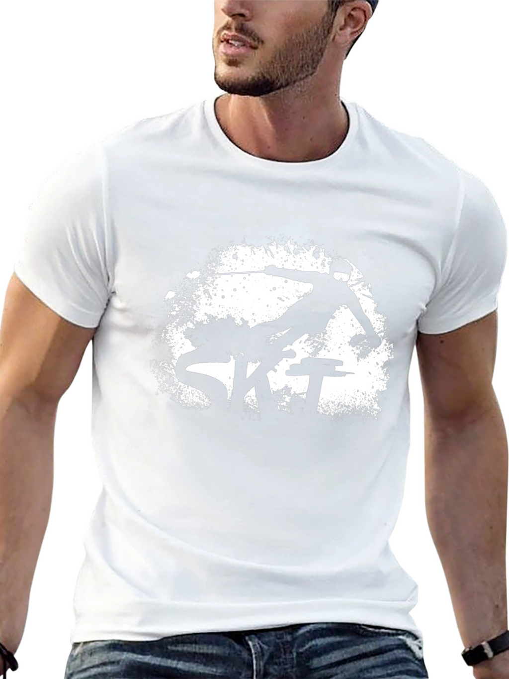Mens Black Ski Graphic Tee Shirt