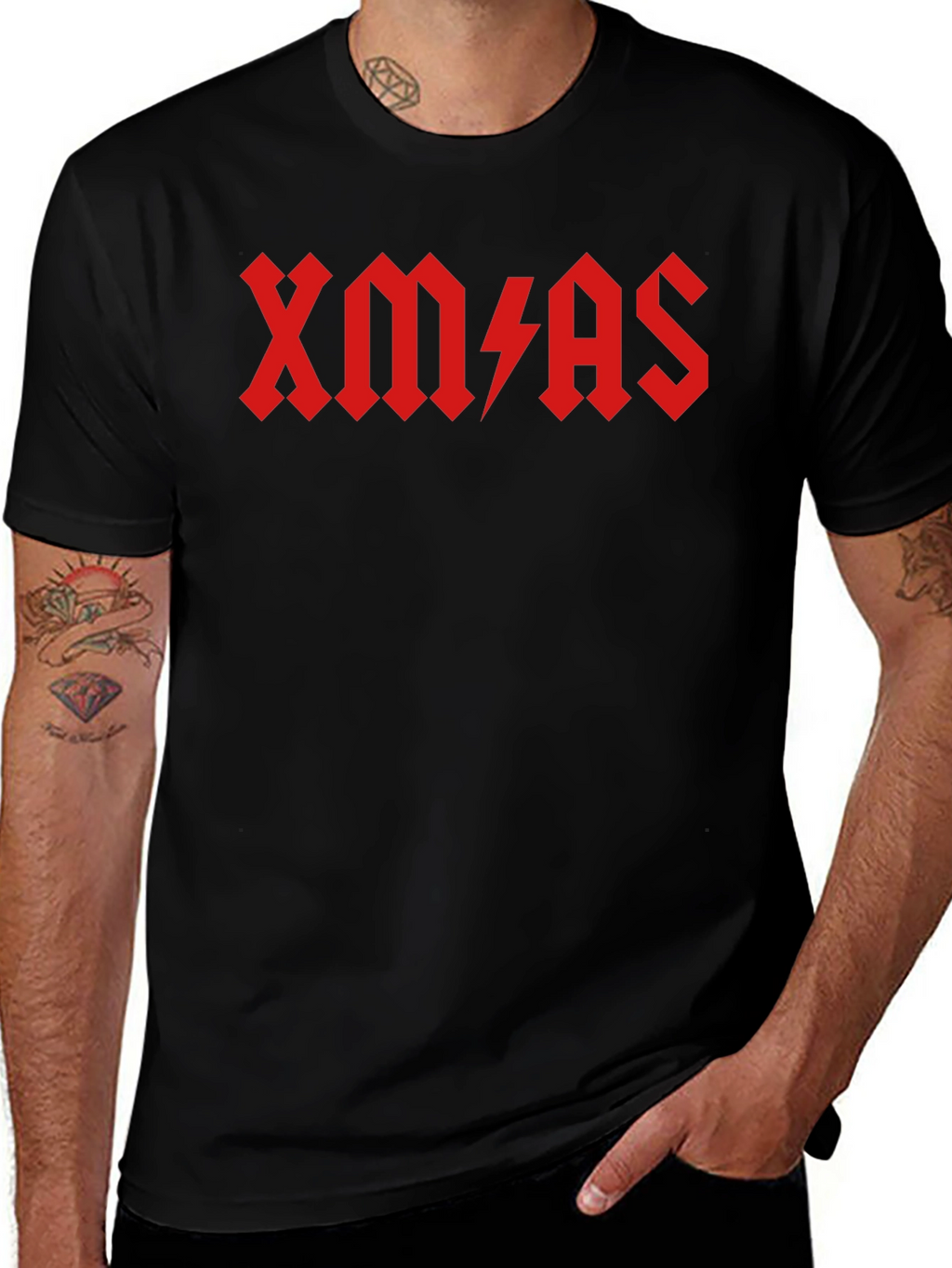 XMAS AC/DC Style Black T-Shirt