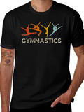 Gymnastics Retro Style Black T-Shirt