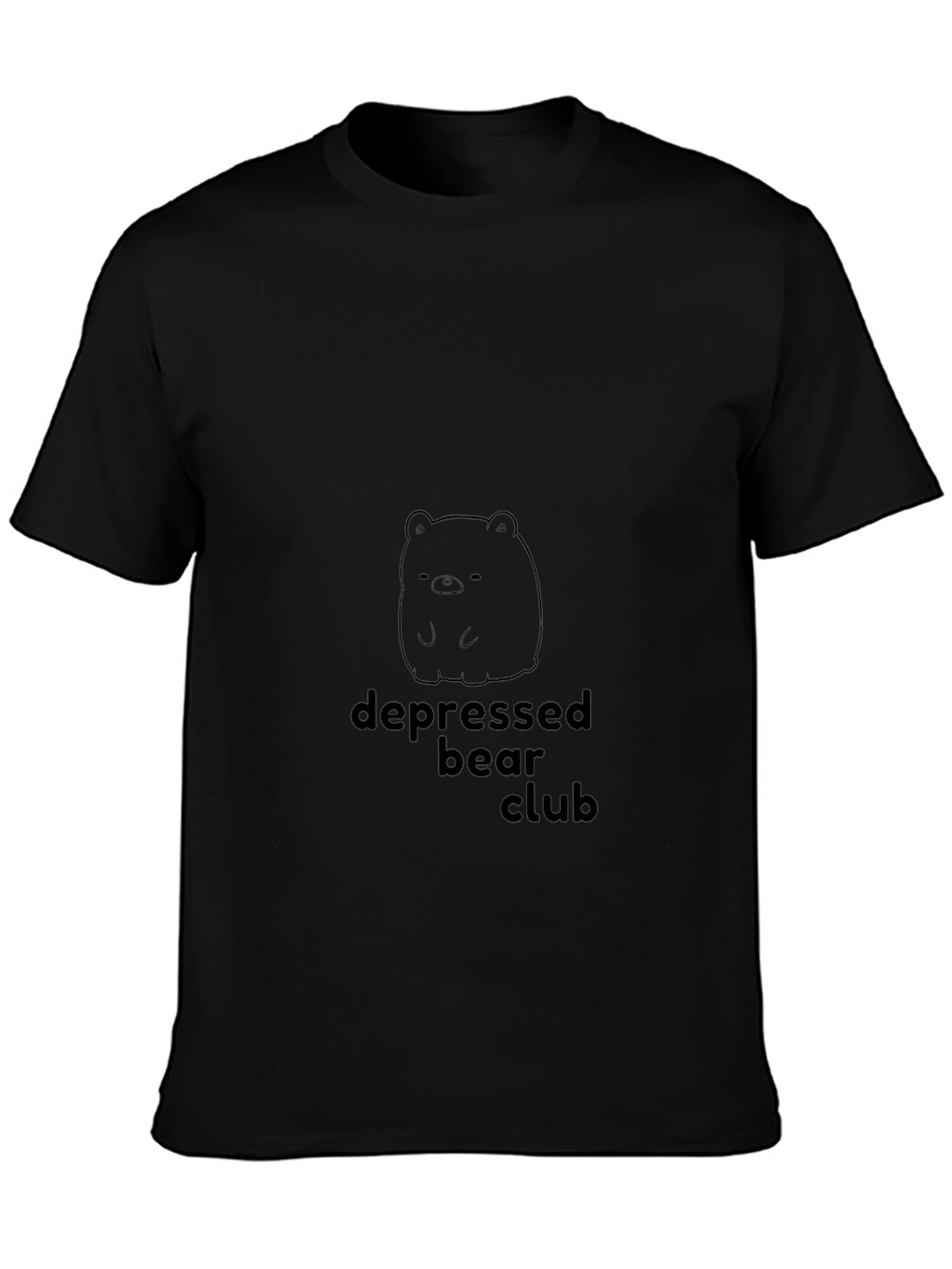 Depressed Bear Club Graphic Tee - Black Cotton T-Shirt