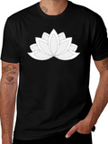 Lotus Flower Graphic Tee - Black Cotton Blend