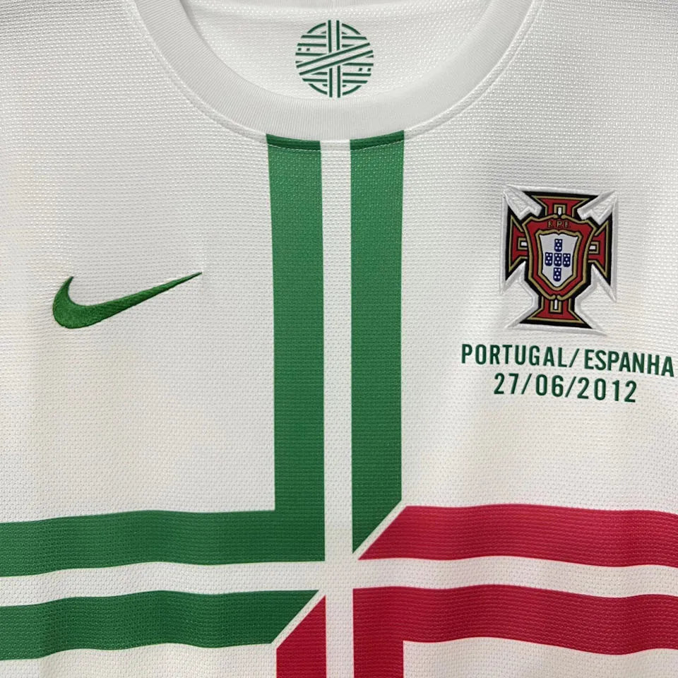 2012 Portugal Away White Long Sleeve Retro Soccer Jersey Detail 4