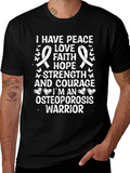 Peace Love Faith Hope Osteoporosis Warrior T-Shirt