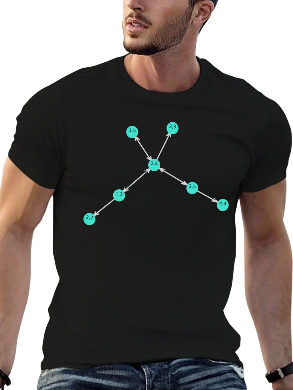 Black T-Shirt with Graphic Network Design