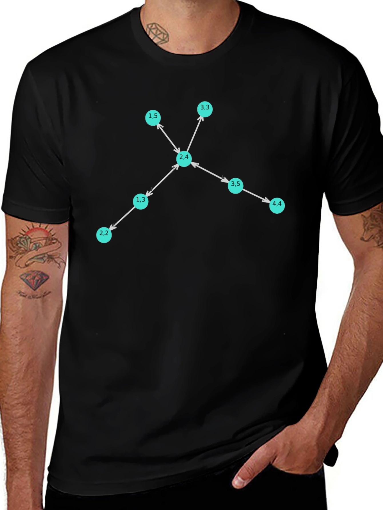 Black T-Shirt with Graphic Network Design