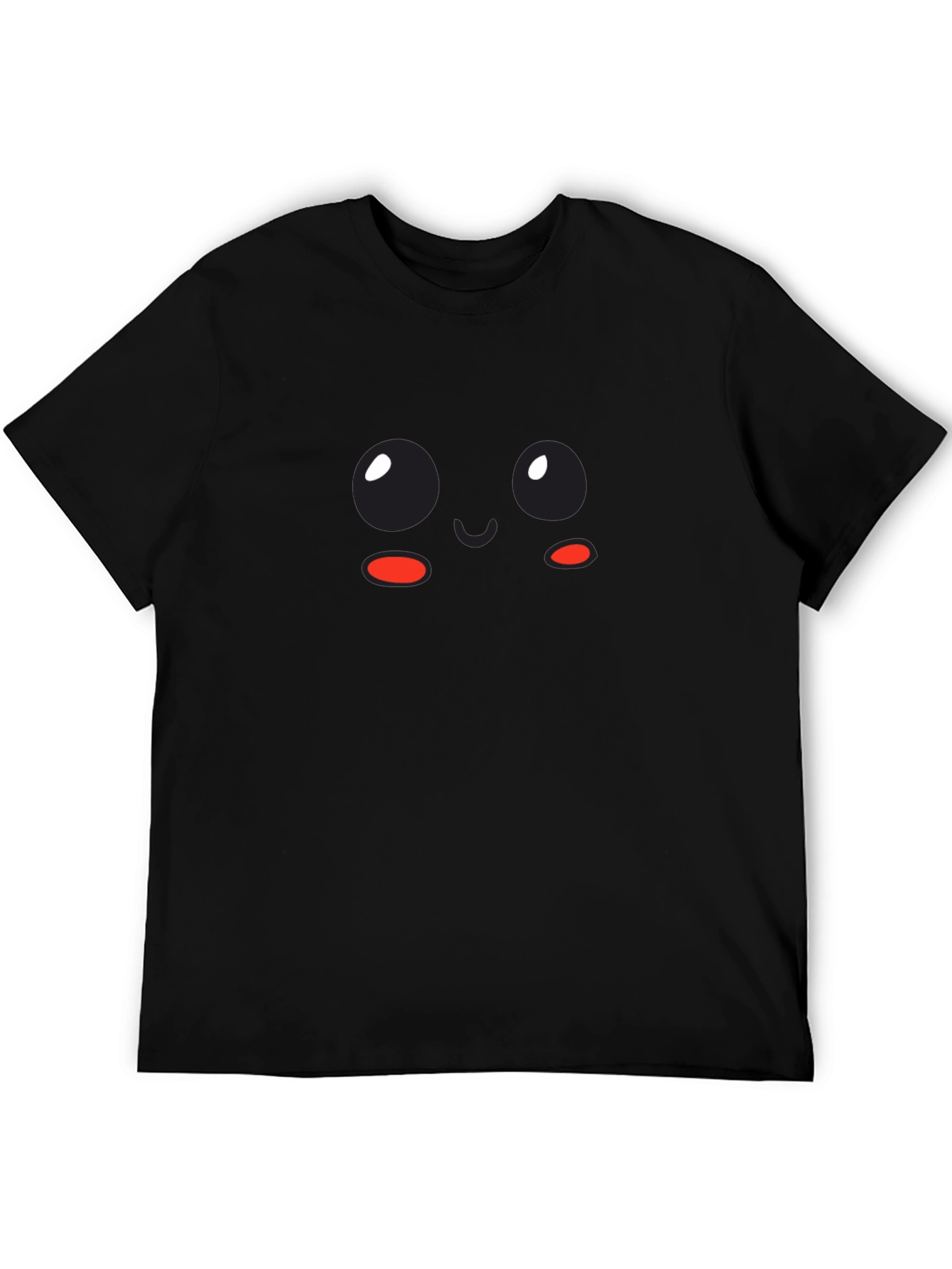 Cute Kawaii Face Black T-Shirt