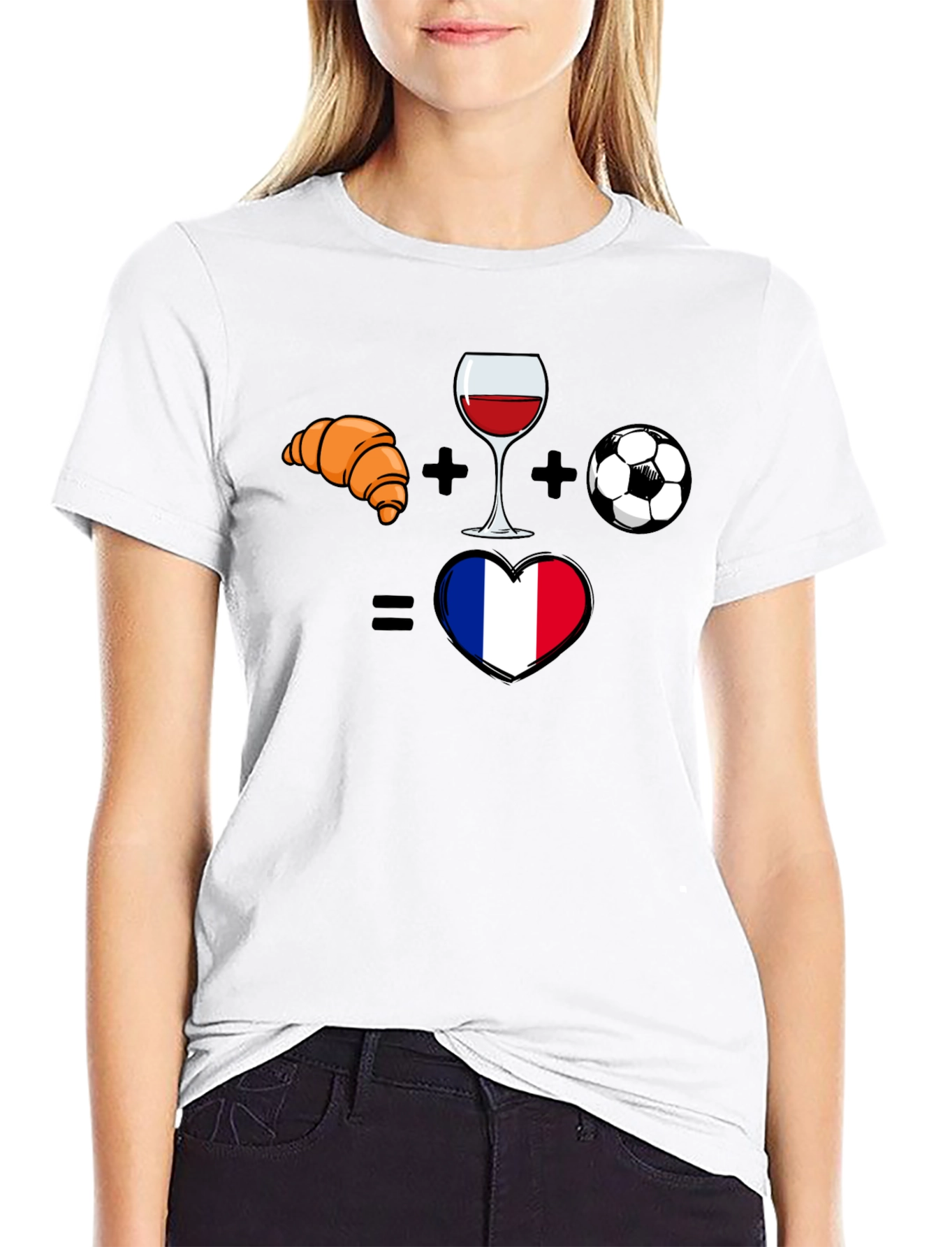 France Love T-Shirt: Croissant Wine Soccer