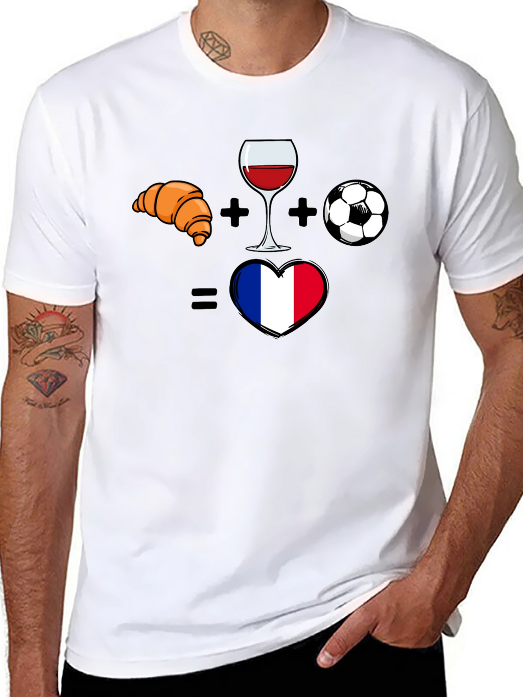 France Love T-Shirt: Croissant Wine Soccer
