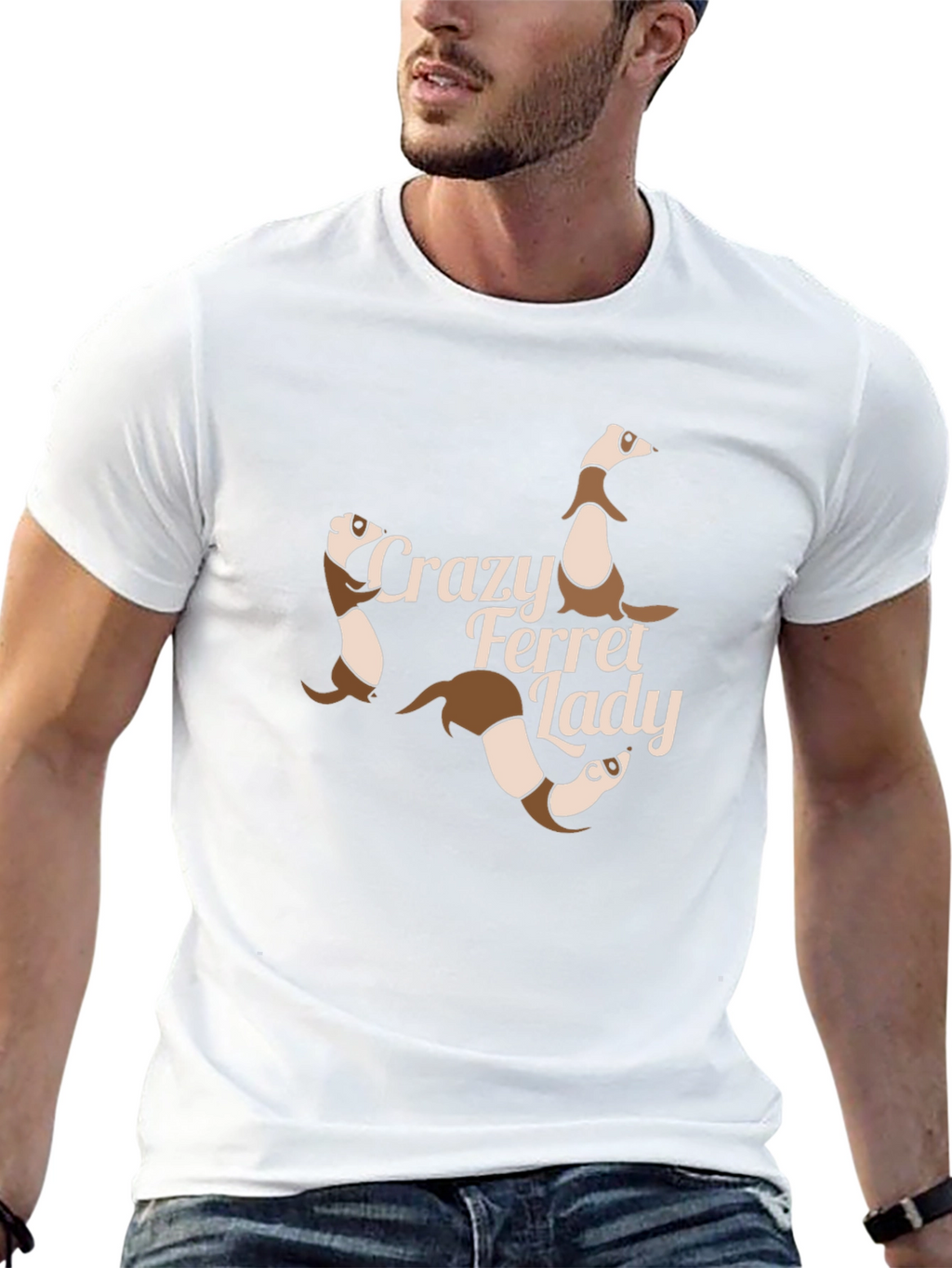 Crazy Ferret Lady Graphic T-Shirt - Black