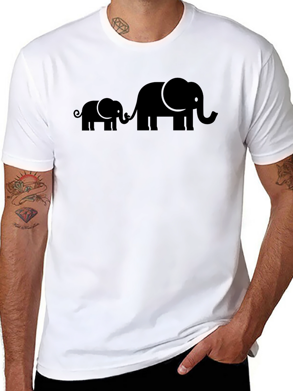 Elephant Family Graphic Tee - Black Cotton