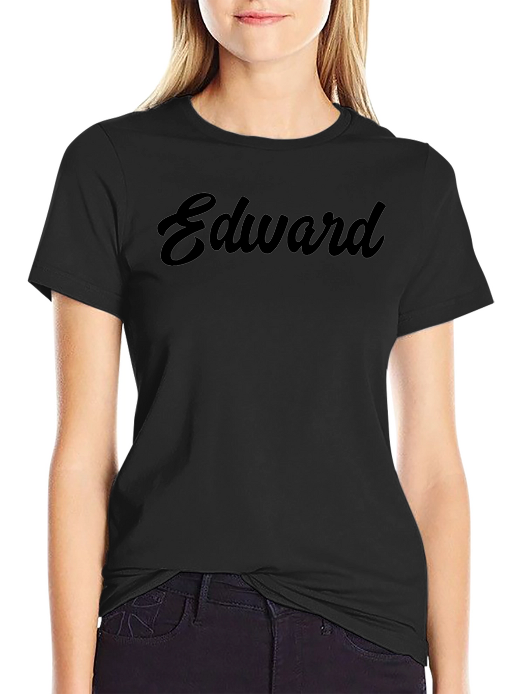 Personalized Edward Script T-Shirt - Black
