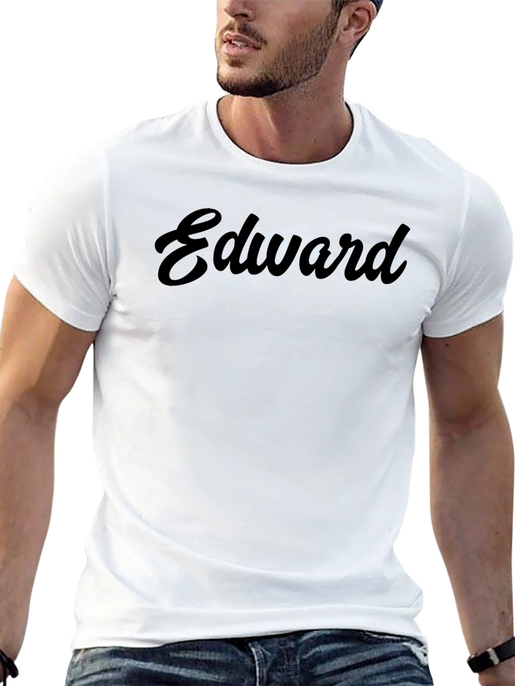 Personalized Edward Script T-Shirt - Black