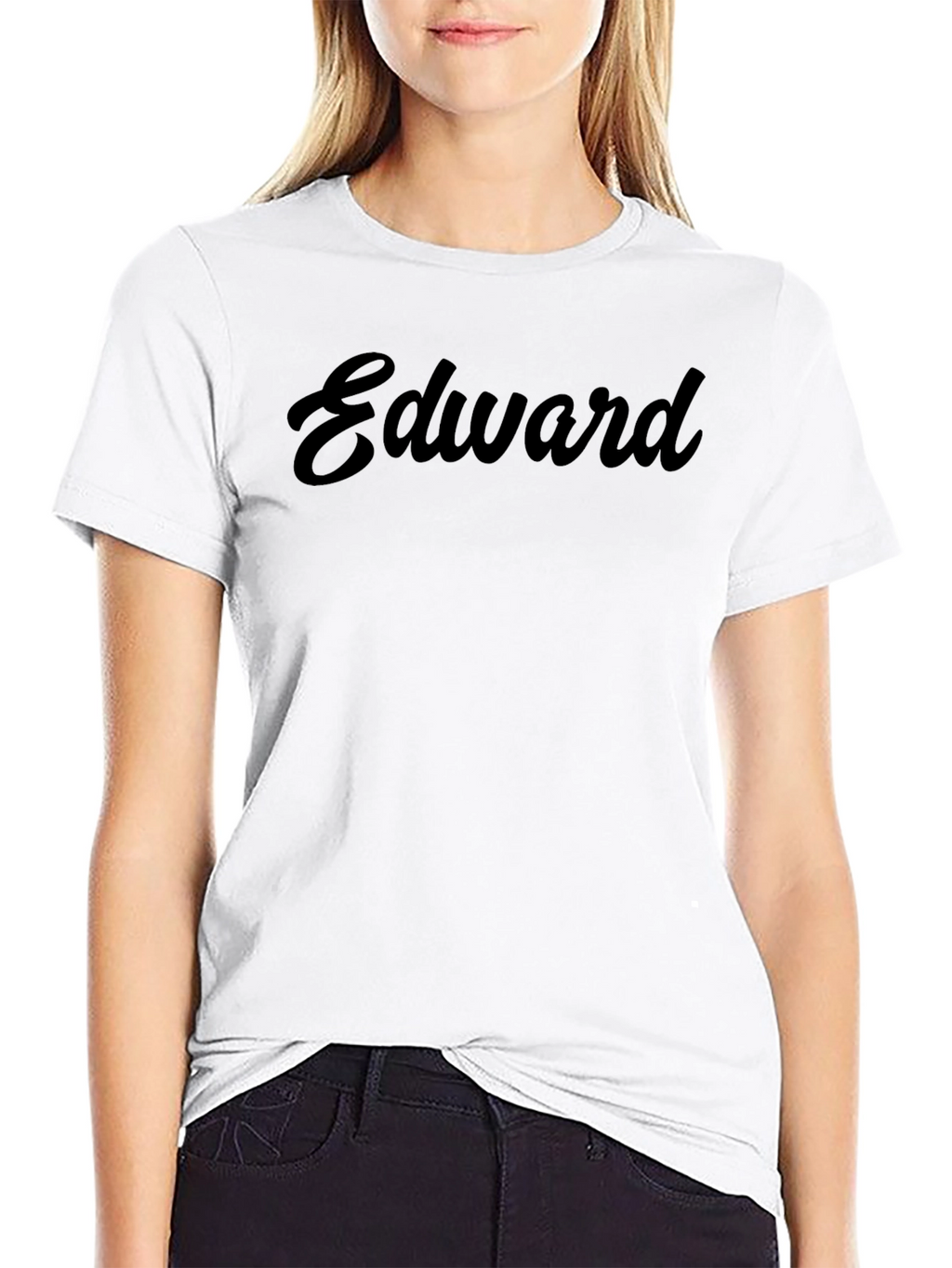 Personalized Edward Script T-Shirt - Black