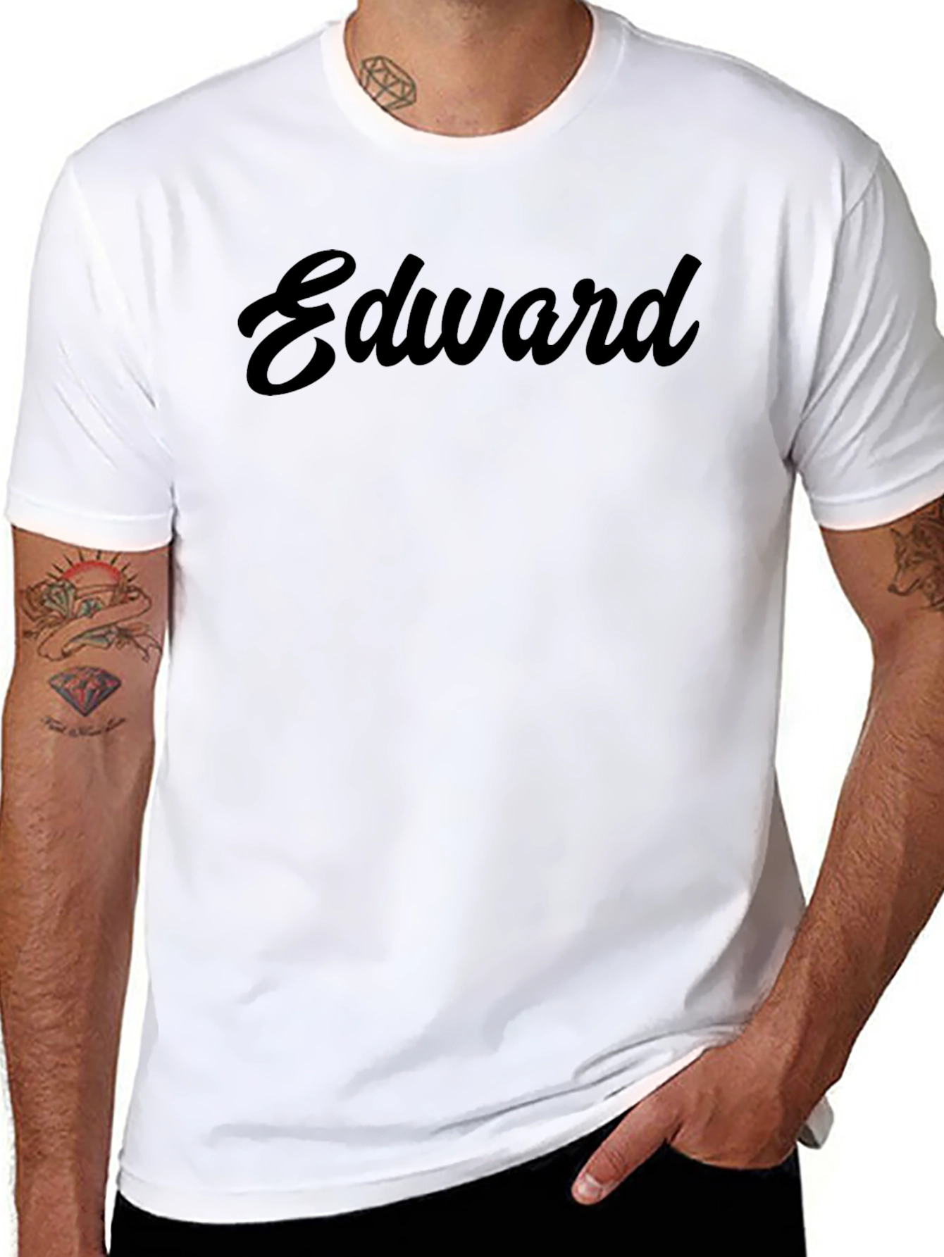 Personalized Edward Script T-Shirt - Black