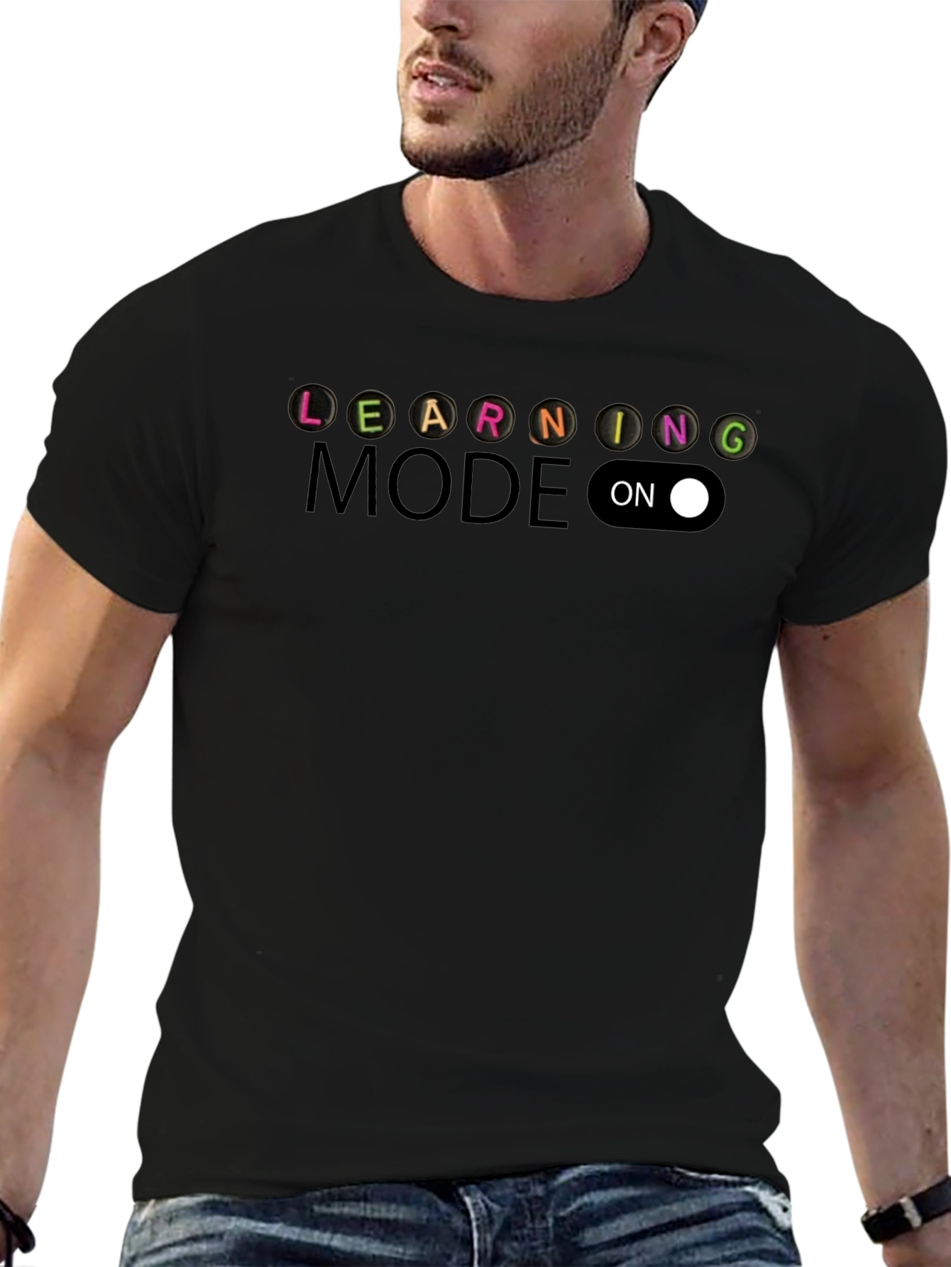Learning Mode On Black T-Shirt