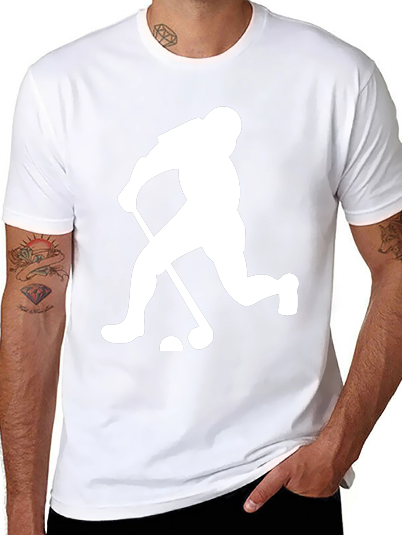 Golfing Silhouette Graphic Tee - Black Cotton Blend