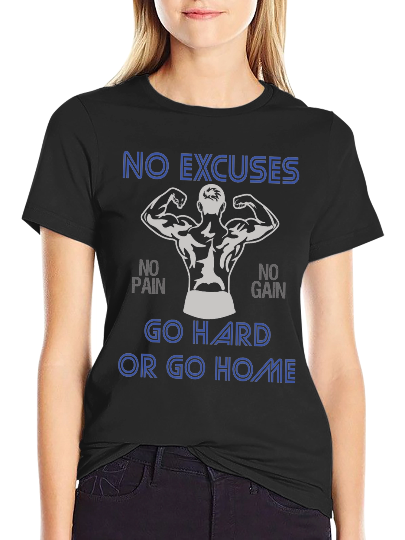Motivational Workout Graphic Tee - No Excuses