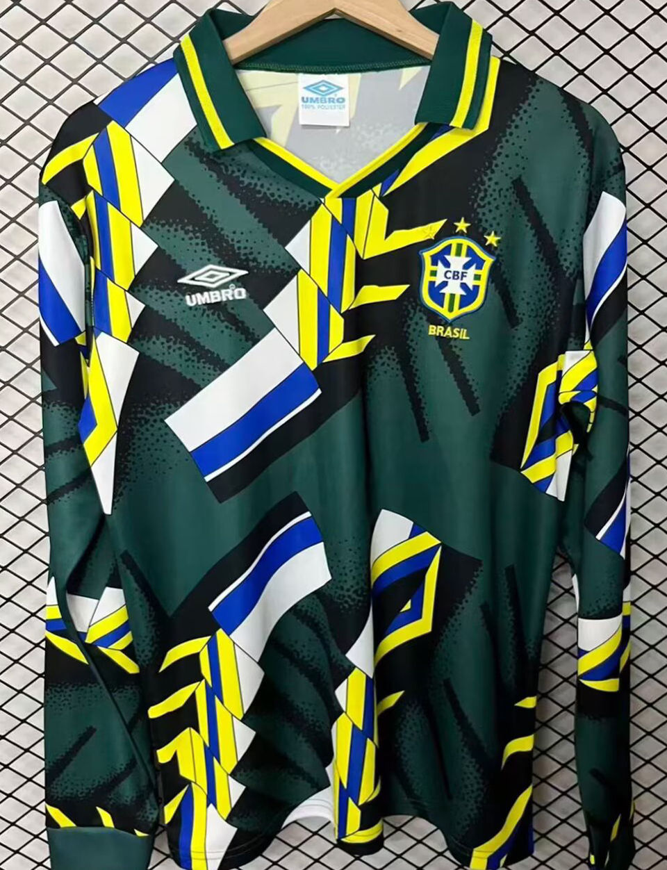 1994 Brazil Green GK Retro Long Sleeve Soccer Jersey Item NO.: 2145521 Front