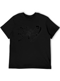 Music Lovers Black T-Shirt - Headphones & Notes Design