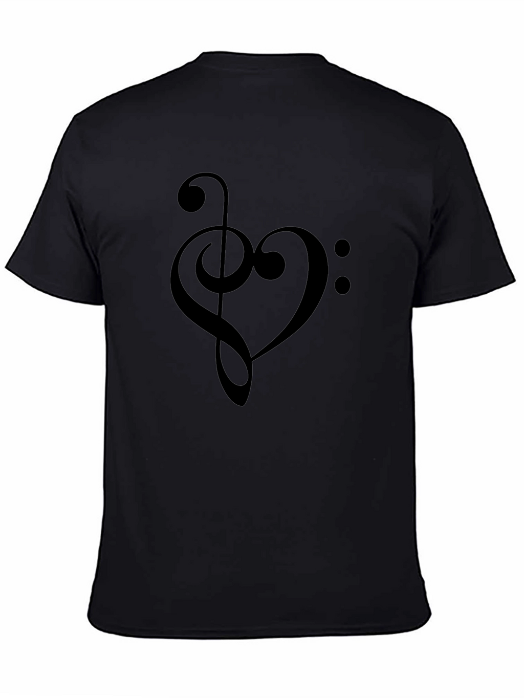 Music Heart Treble Clef Black T-Shirt
