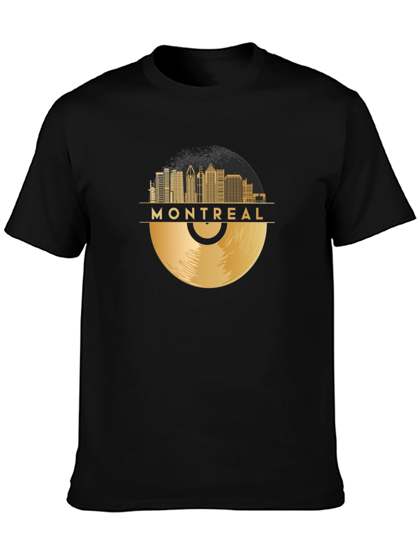 Montreal Skyline Record Black T-Shirt