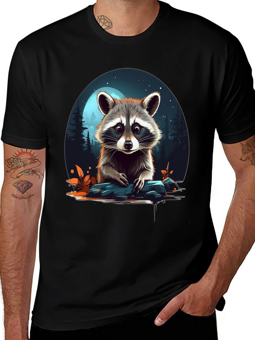 Raccoon Graphic Tee - Midnight Moon Design