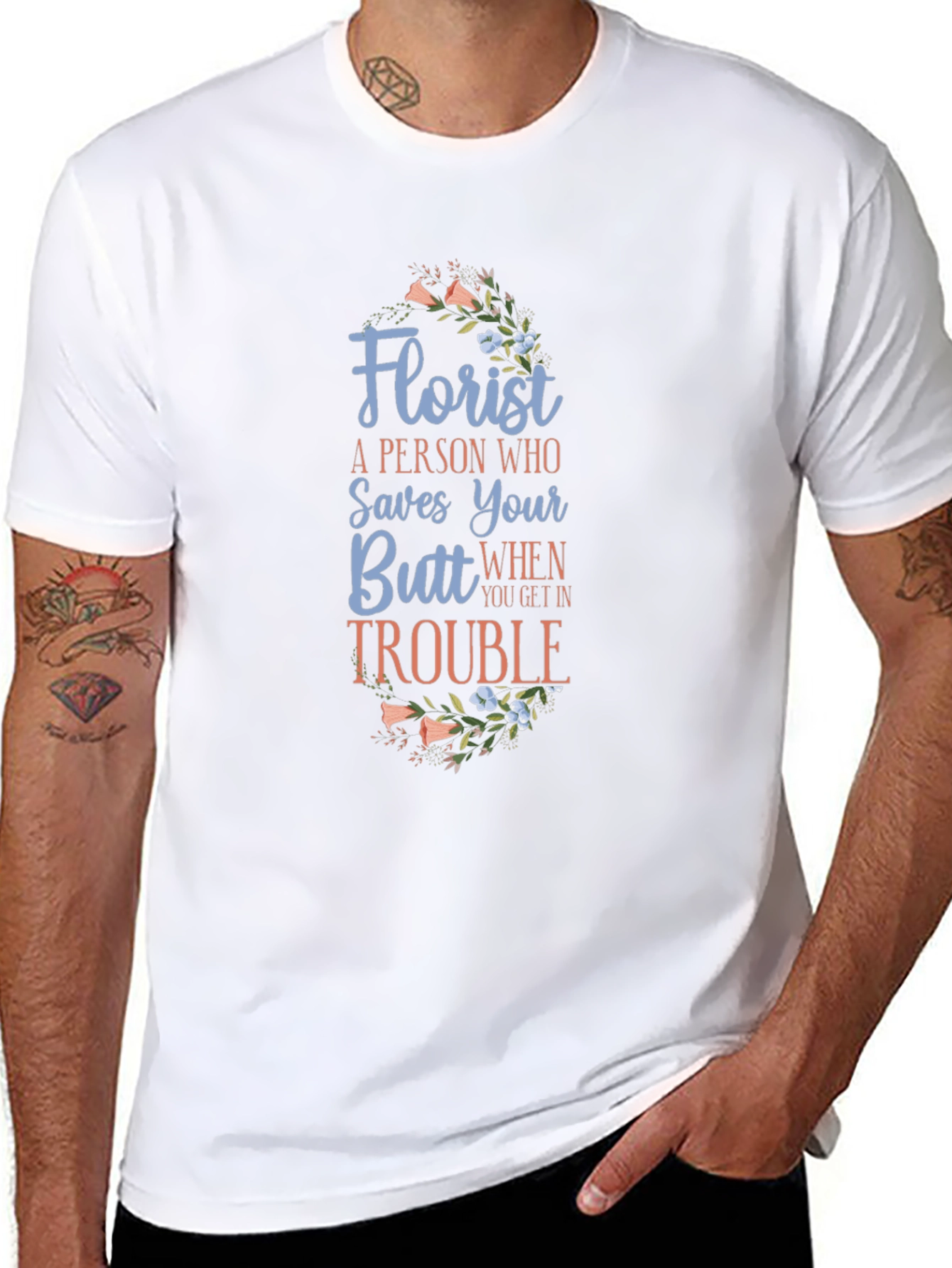 Florist Saves Your Butt Black Graphic Tee