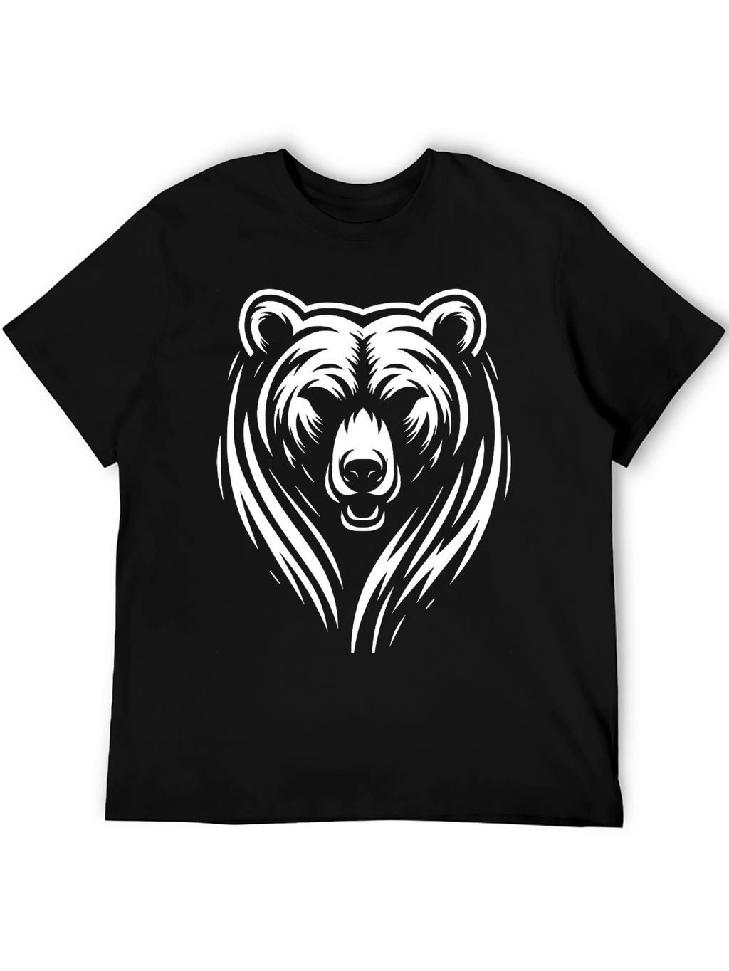 Bold Bear Graphic Tee - Black Cotton T-Shirt