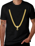 Gold Chain Graphic Tee - Stylish Casual Wear